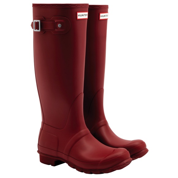 maroon hunter rain boots